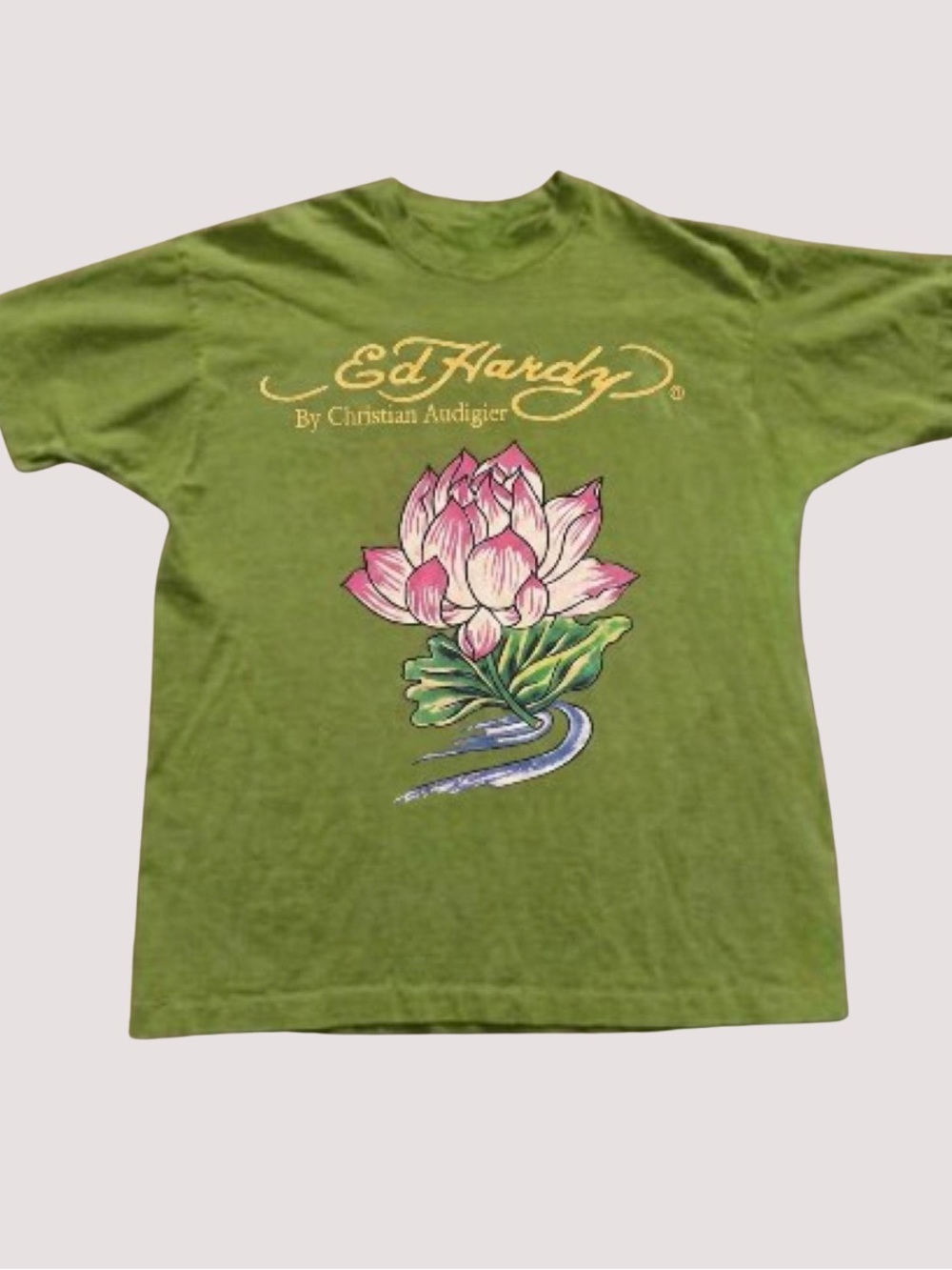 Vintage Green Lotus Graphic T-Shirt, Casual Catching design For Everyday Wear